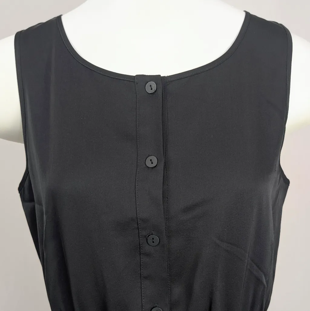 Theory Black Button-Front Midi Silk Dress - Image 2