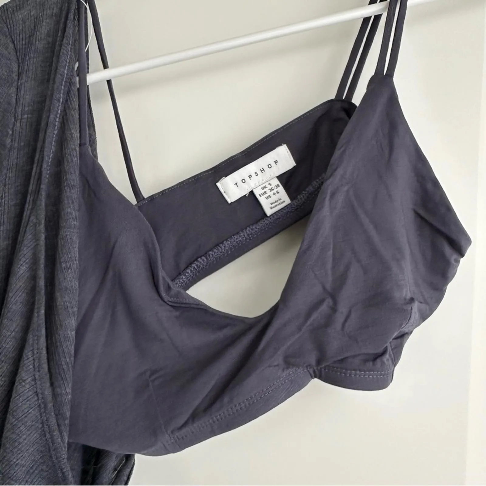 Topshop Semisheer One-Shoulder Top Gray NWT Small - Image 6