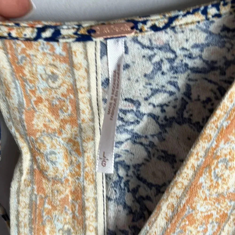 Free People NEW  Once Upon a Summertime Romper In Blue Combo - Image 11