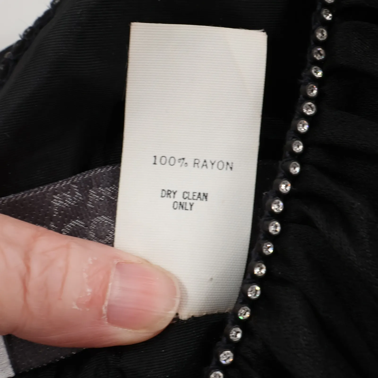 Vintage Velvet Rhinestone Party Dress Cocktail LBD Black Elegant Timeless Size 8 - Image 12