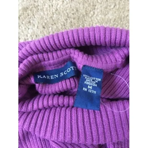 KAREN SCOTT Women's Sweater Sz M Stretch Ribbed Long Sleeve Turtle Neck Purple - Image 10