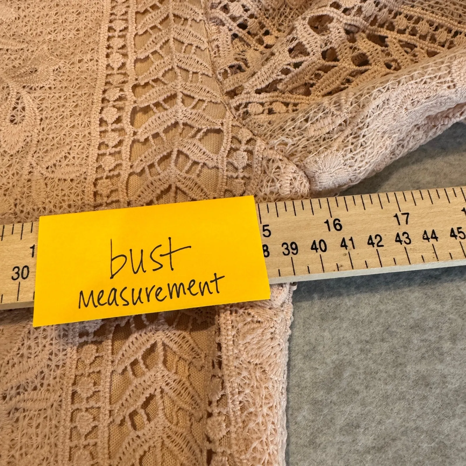 Tea n Rose Boho Lace Crochet Midi Dress Womens Small Pink Coquette Feminine - Image 12