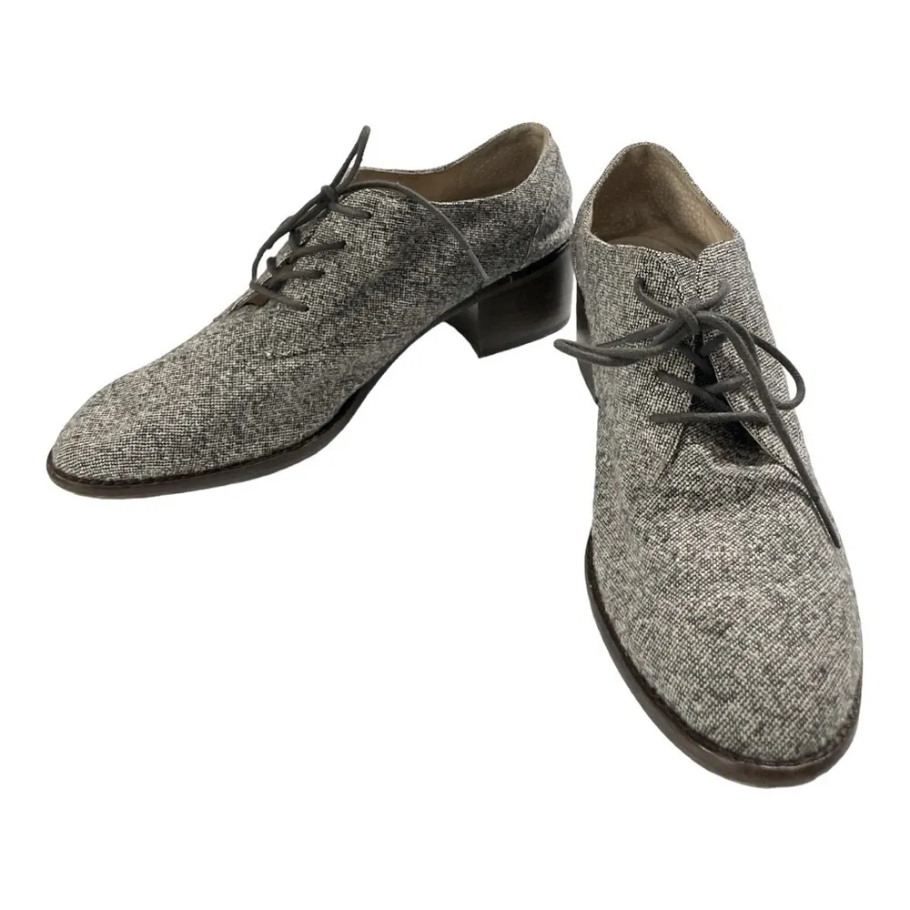 Louise et Cie Tweed Oxford Shoes Gray Leather Sole Size 8M / EU 38 - Image 2