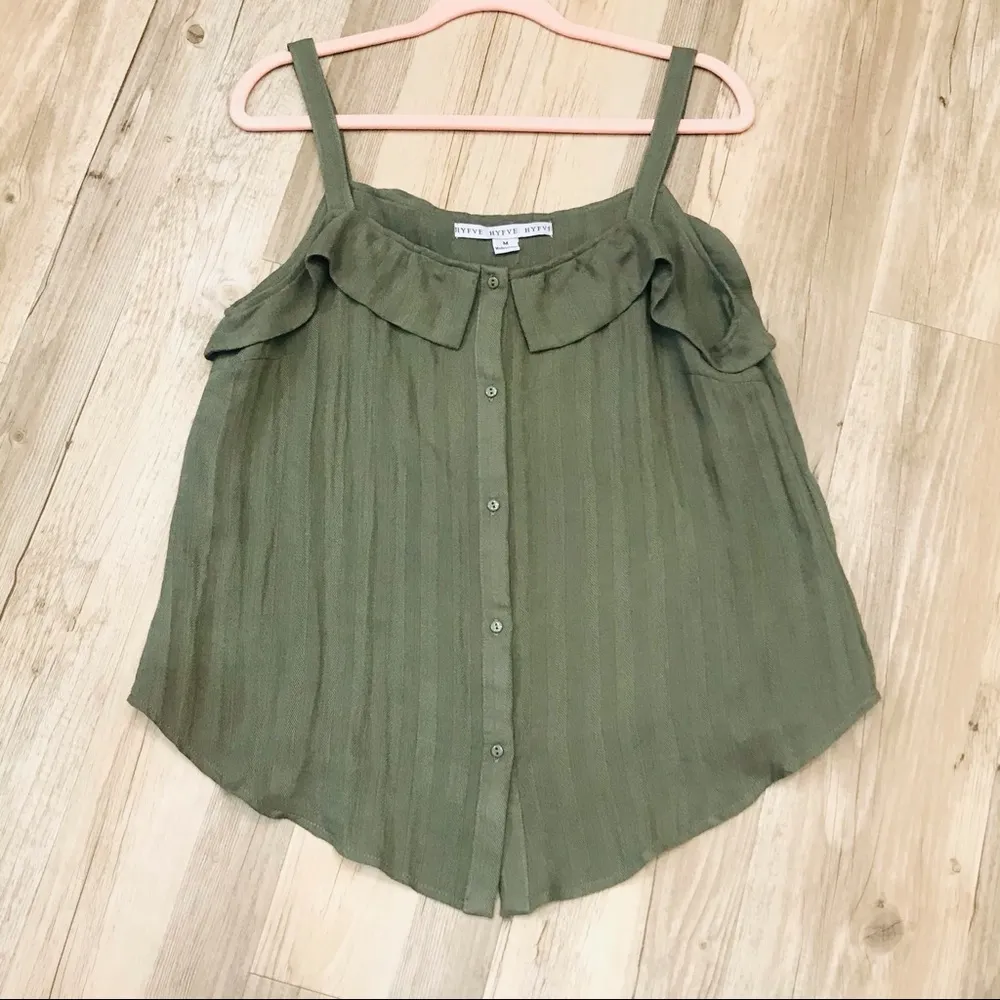 Olive green Hyfve Boutique Boho top sz Med - Image 5