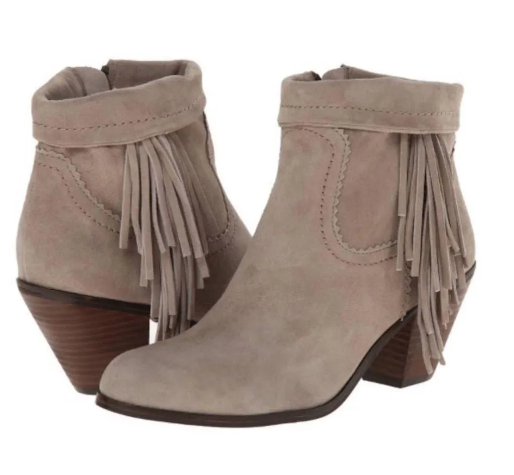 Sam Edelman Women's Louie Ankle Fringe Bootie Tan, Grey Taupe Suede 7.5 - Image 6