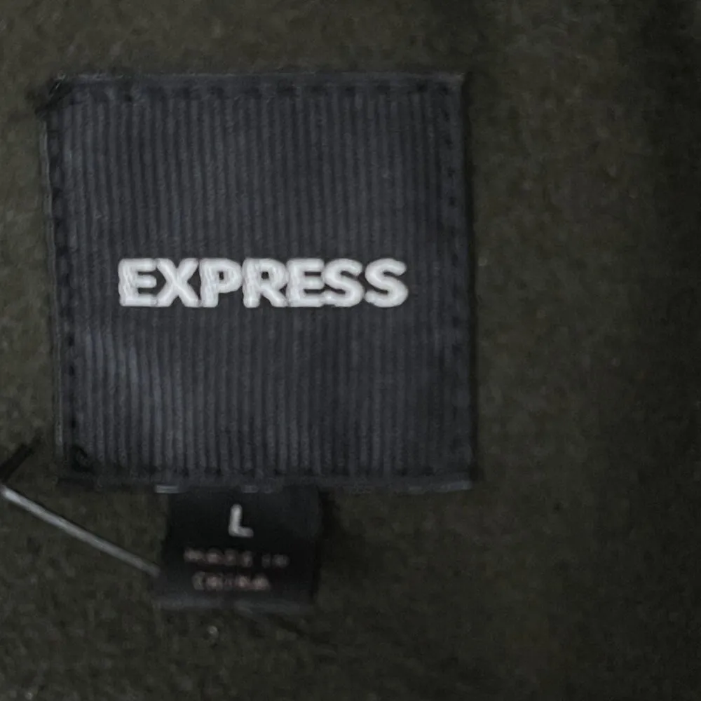 NEW Express Moto Jacket Olive Green Zip Up Military Long Sleeve Coat Large - Image 7