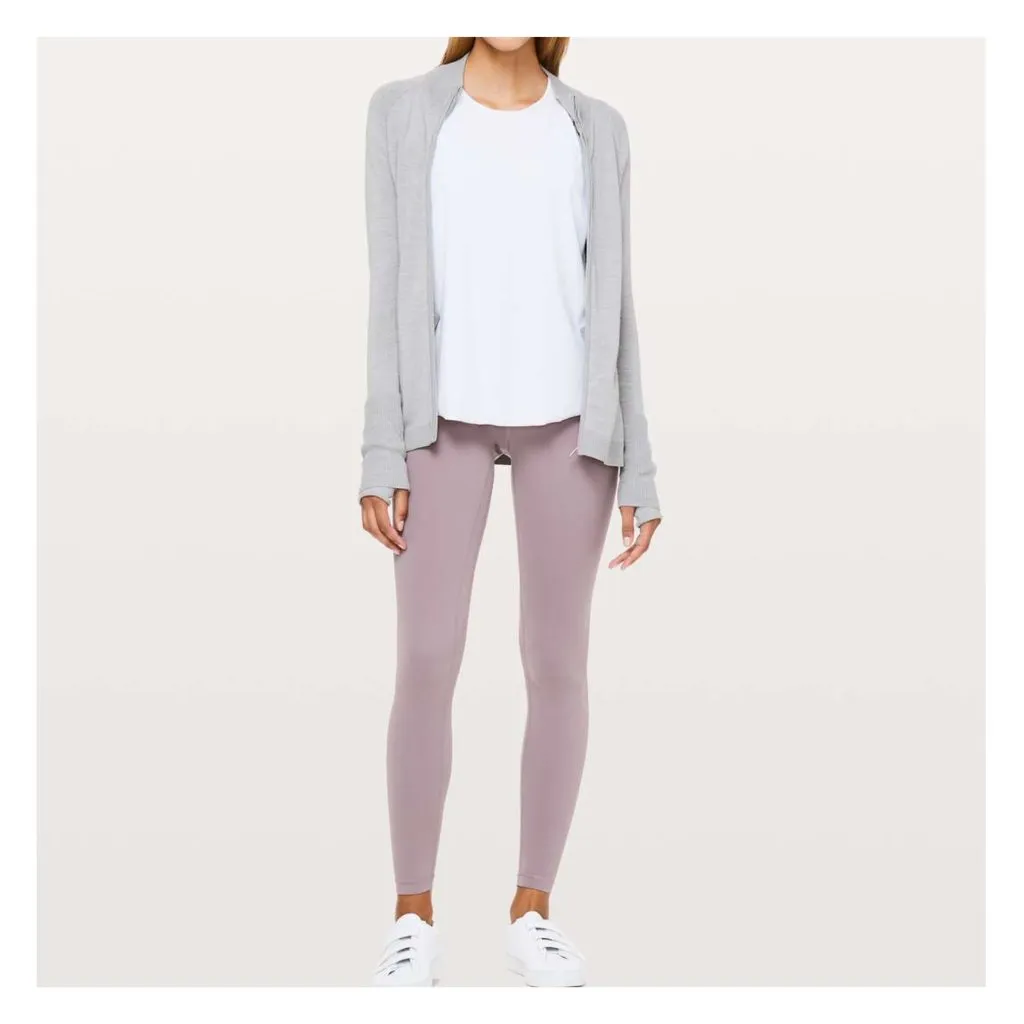 Lululemon Time To Thrive 100% Merino Wool Jacket in Heathered Silver Drop Size 4 - Image 3