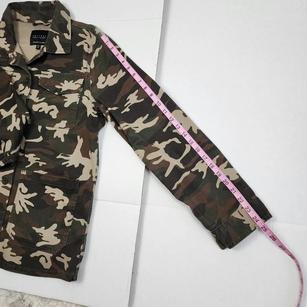 Sanctuary Camo Utility Jacket Shacket Pockets Stretch Button Front Size M - Image 8