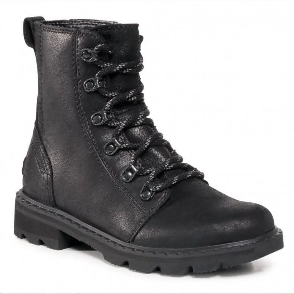 New SOREL Waterproof Leather Lug‎ Sole Hiking Boot Lace Up Lennox Black Size 6 - Image 13