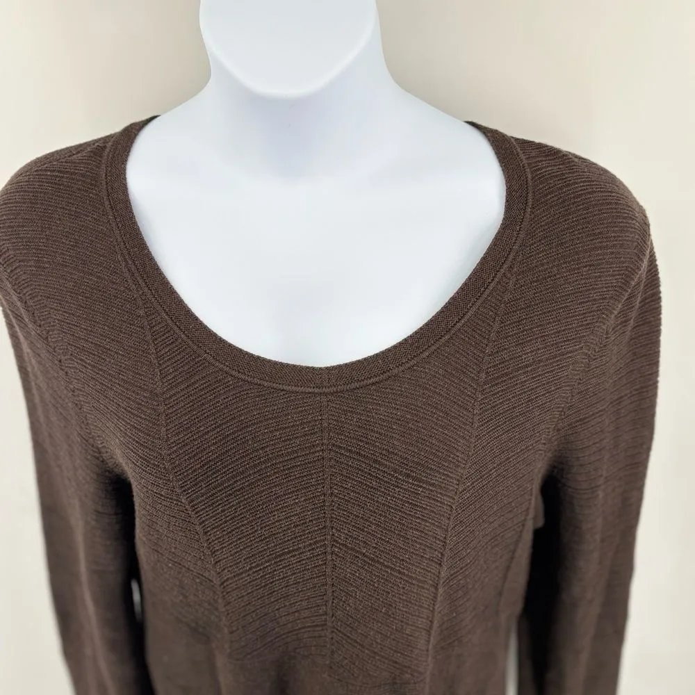 PERUVIAN CONNECTION Long Sleeve DRESS Brown Knit Pima Cotton Minimalist Size XL - Image 7