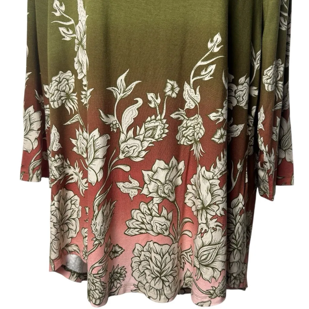 NEW JM Collection Ombre Floral Tunic Blouse Cottagecore Ethereal Bohemian XL - Image 4