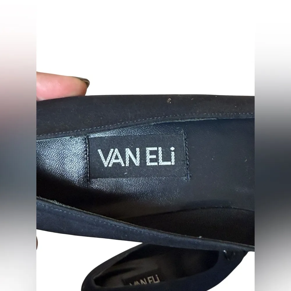 Vaneli Womens Navy Blue Fabric & Patent Leather Bow & Toe Size 8.5N Office Work - Image 6