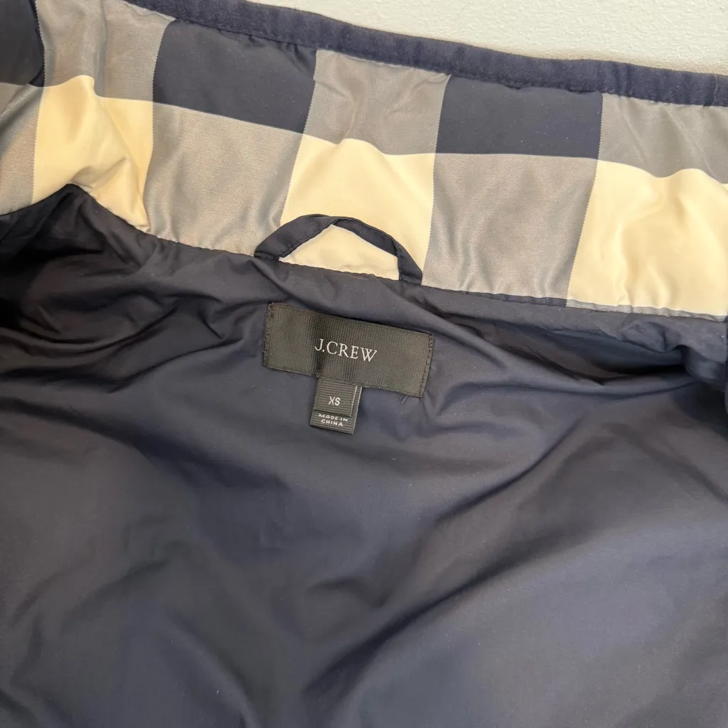 J Crew Excursion Quilted Puffer Vest Jacket Women Blue Buffalo Plaid Sz XS - Image 10