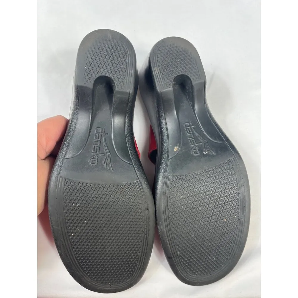 Dansko Red Womens Leather Strappy Wedge Sandals Size 38 SKU 7206 - Image 4