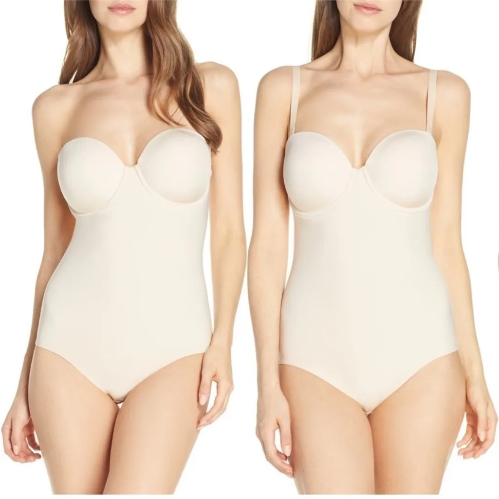 NWOT Wacoal Red Carpet Shaping Bodybriefer 40D Bodysuit 801219 Beige Convertible - Image 2