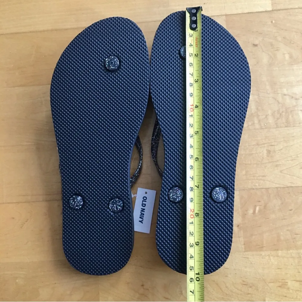 Glitter Sparkle Toe Thong Flip Flops, Black, Colorful, Size 8, NWT - Image 7