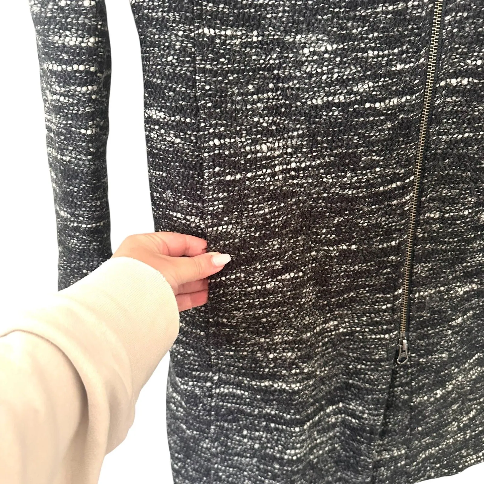 SOIA & KYO Jovita Wool Blend Asymmetrical Zip Trench Coat Dark Gray Medium - Image 5