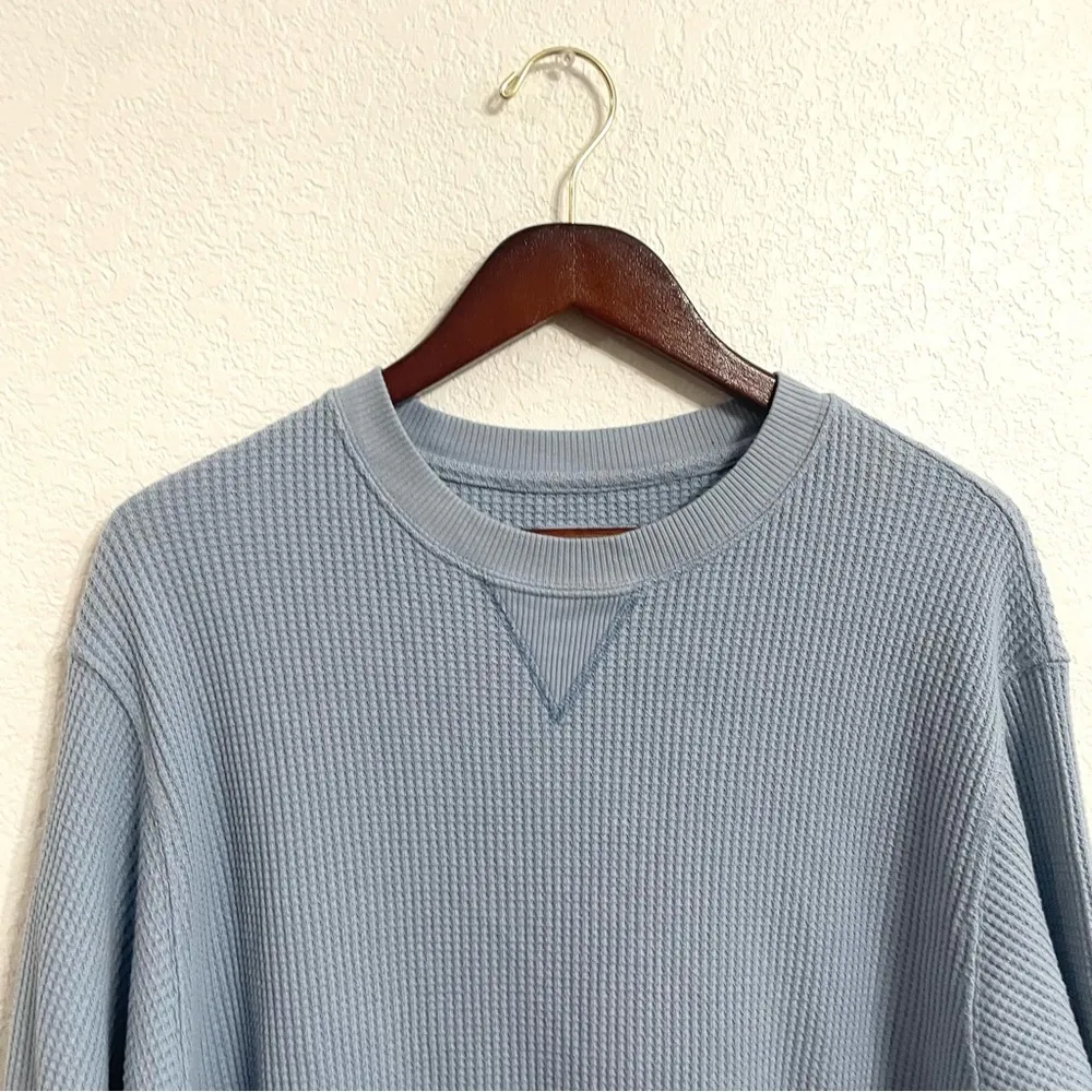 Aerie Womens Top Shirt Light Blue Waffle Knit Long Sleeve Comfort Size Medium - Image 3