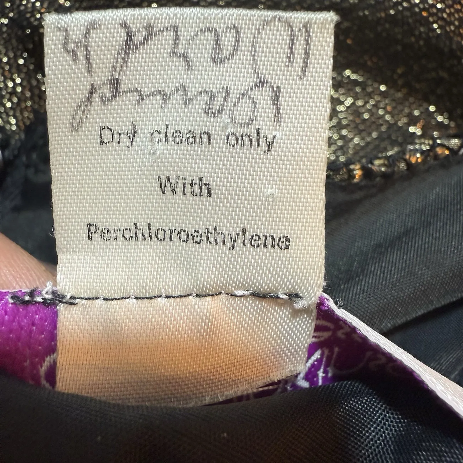 Vintage 80s Diane Dickinson Metallic Maxi Dress‎ Black Gold Evening Gown Size 6 - Image 16