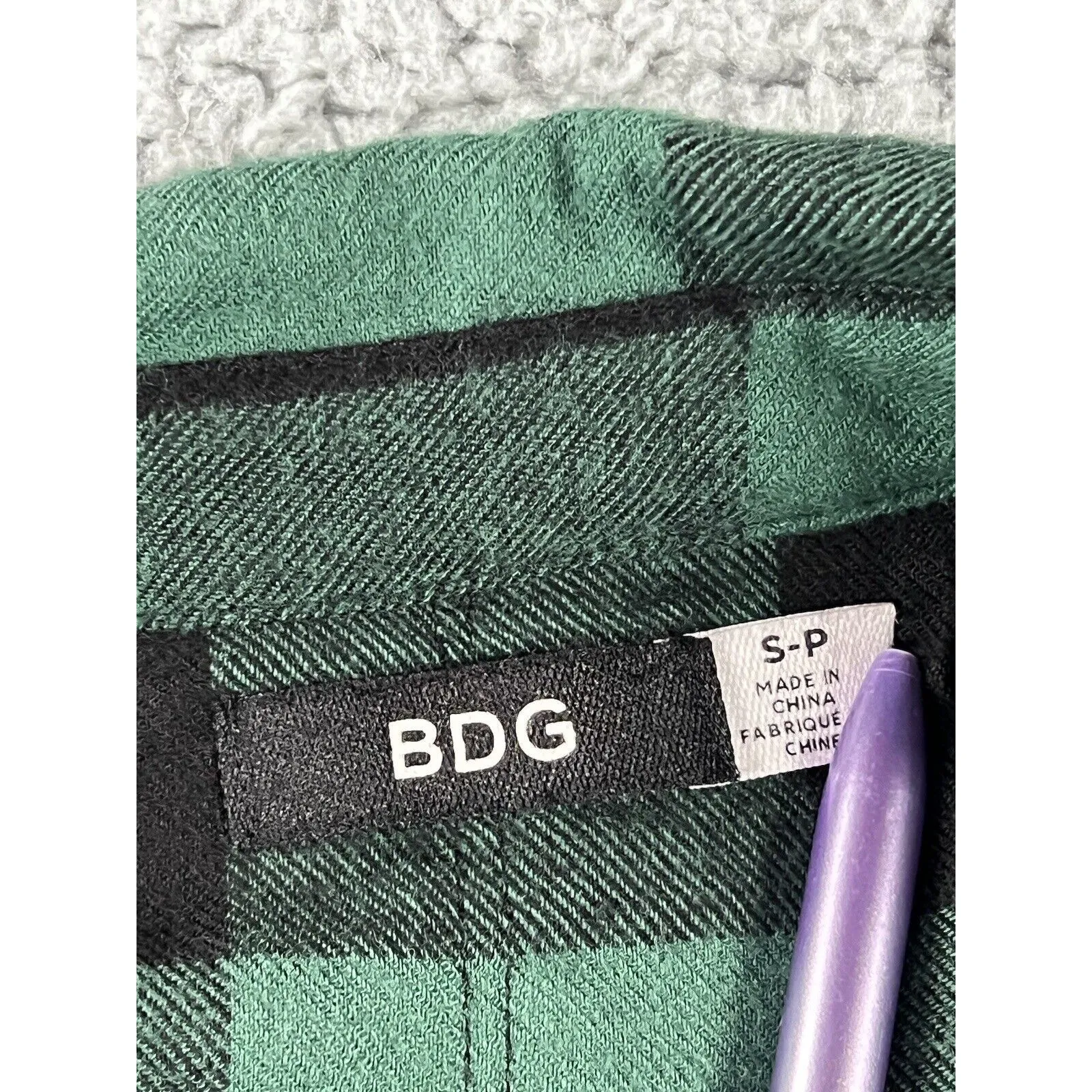 BDG Flannel Shirt Women Small Plaid Long Sleeve‎ Front Tie Festival Cottagecore - Image 6