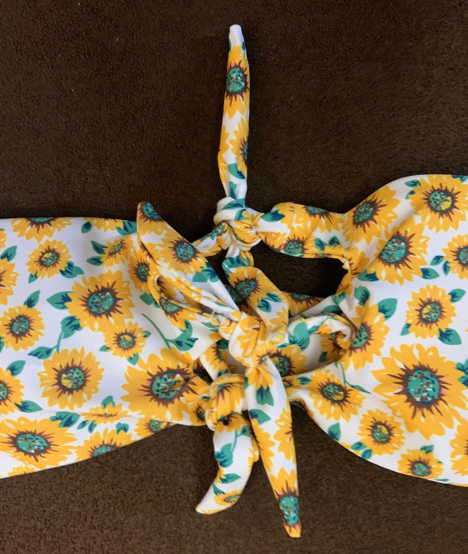 SM Padded Sunflower Tie String Strapless Bikini Top White - Image 3