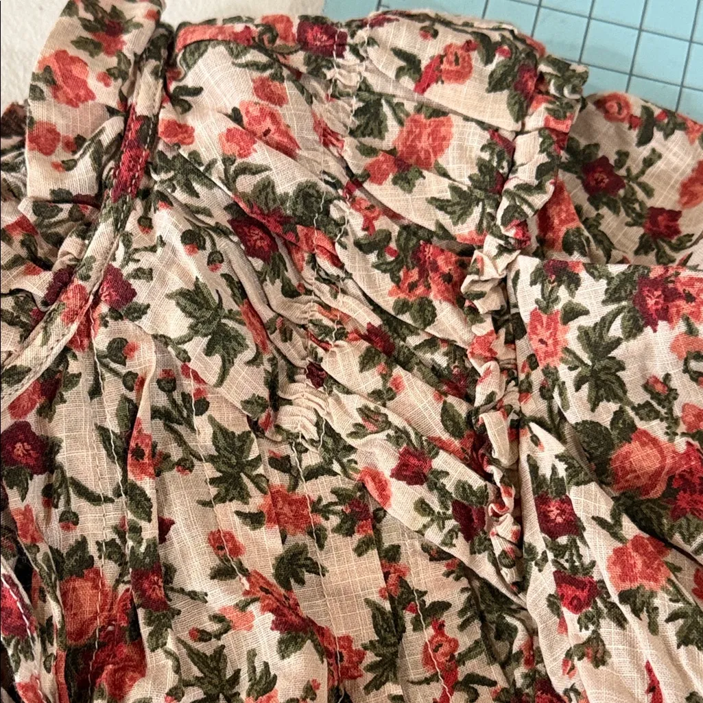 Free People Floral Blouse in Orange and Green vintage combo - Image 8