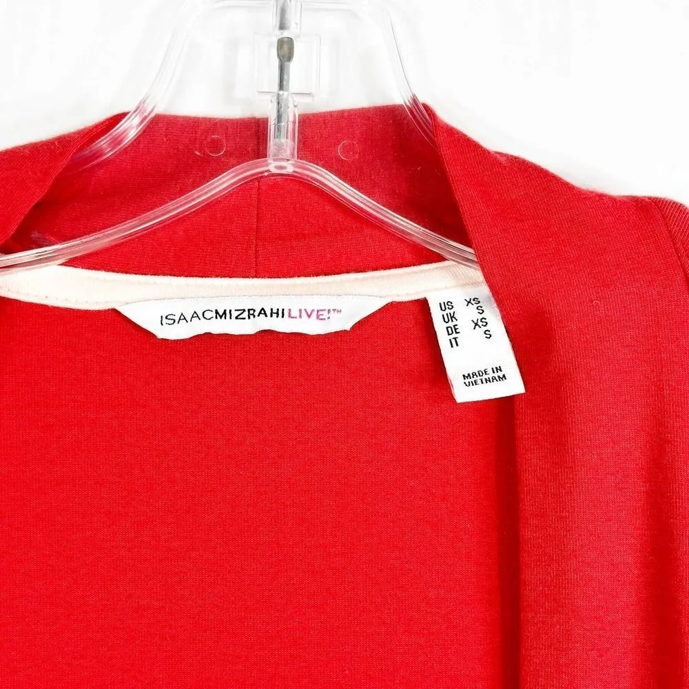 Isaac Mizrahi XS‎ Cardigan Sweater Long Red Open Front Long Sleeve Cotton 1142 - Image 8