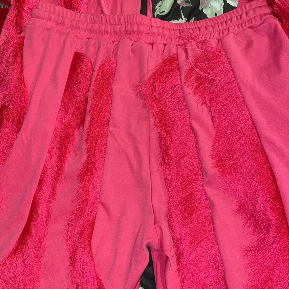 Women Fringe Pants XL Tassel Pants Tapestry Pants with Fringe LeggingsSweatpants Pink - Image 5