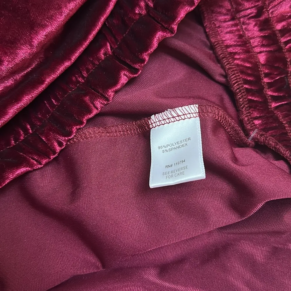 NWT One World Velvet Drawstring Waist Jogger Pants Burgundy Wine Plus Sz 2x - Image 6