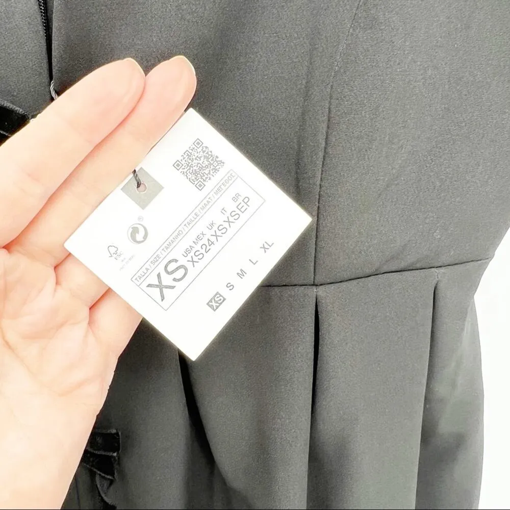 ZARA NWT  Bow Mini Babydoll Dress XS Black - Image 6