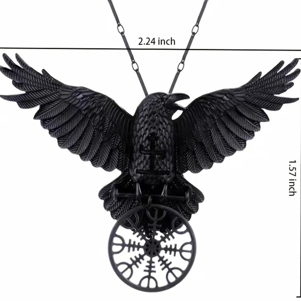 1pc Gothic Black Raven Pendant Necklace Faux‎ Fashion Jewelry - Image 2