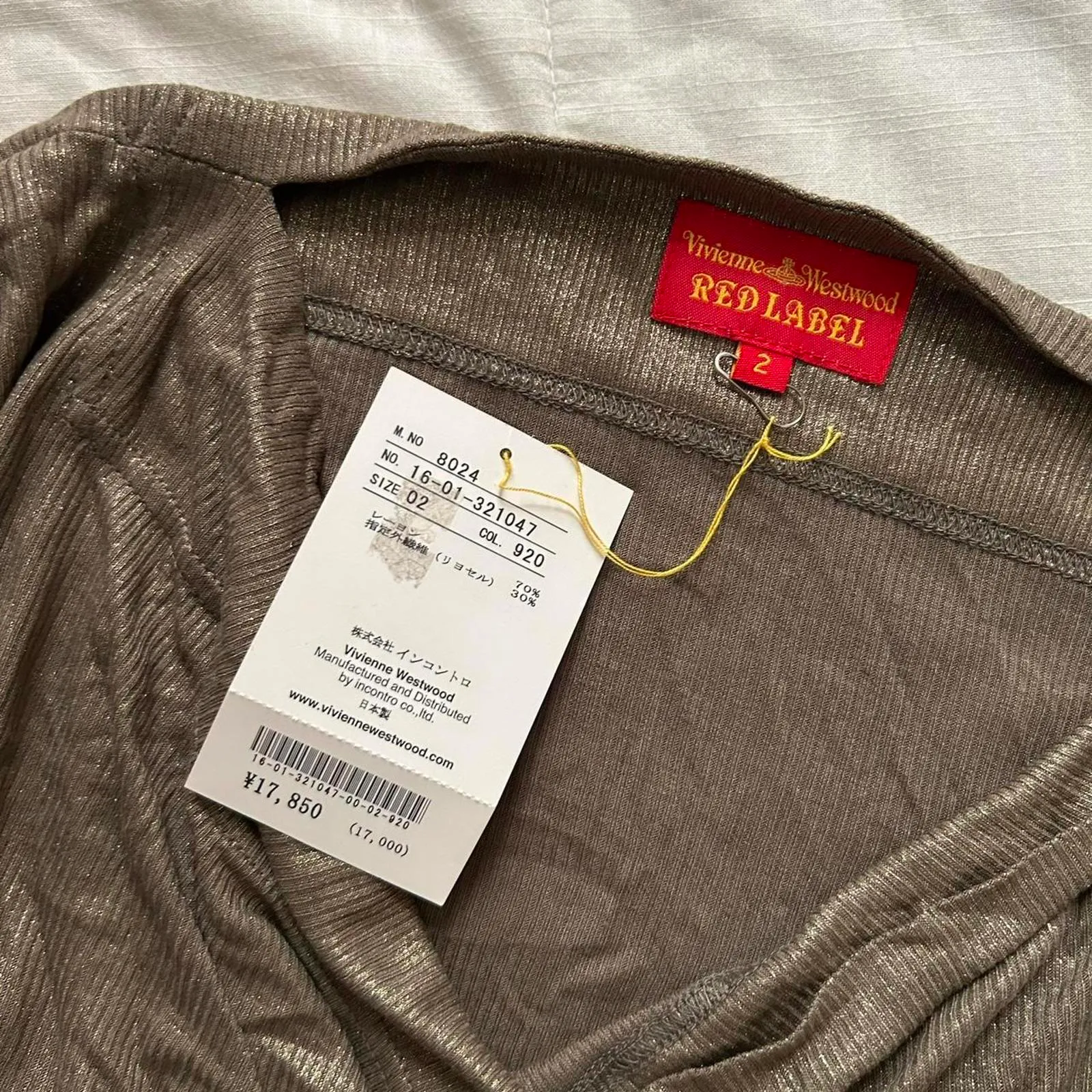 NWT Vivienne Westwood Brown shimmer draped overlay blouse - Image 3