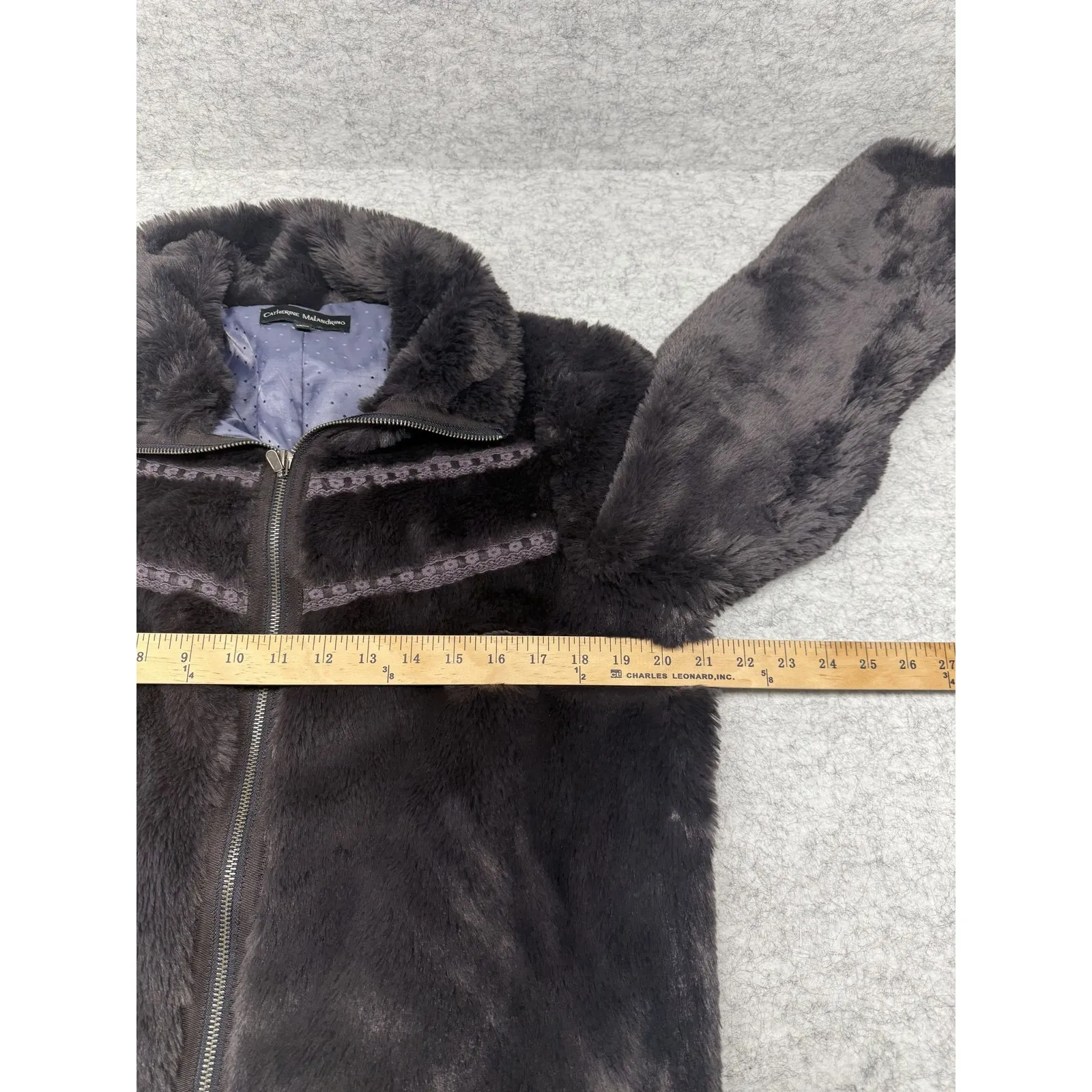 Catherine Malandrino Jacket Womens Large Faux Fur Plush Full Zip Winter Coat - Image 2