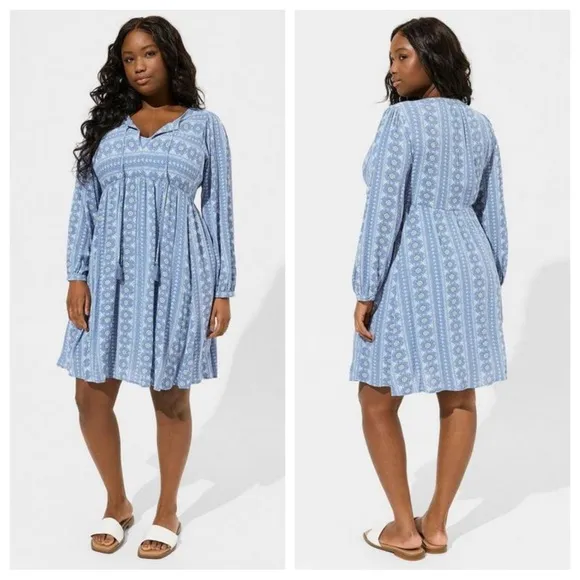 Torrid Mini Washable Gauze Fit And Flare Dress in Boho Print - Size 2 - Image 2