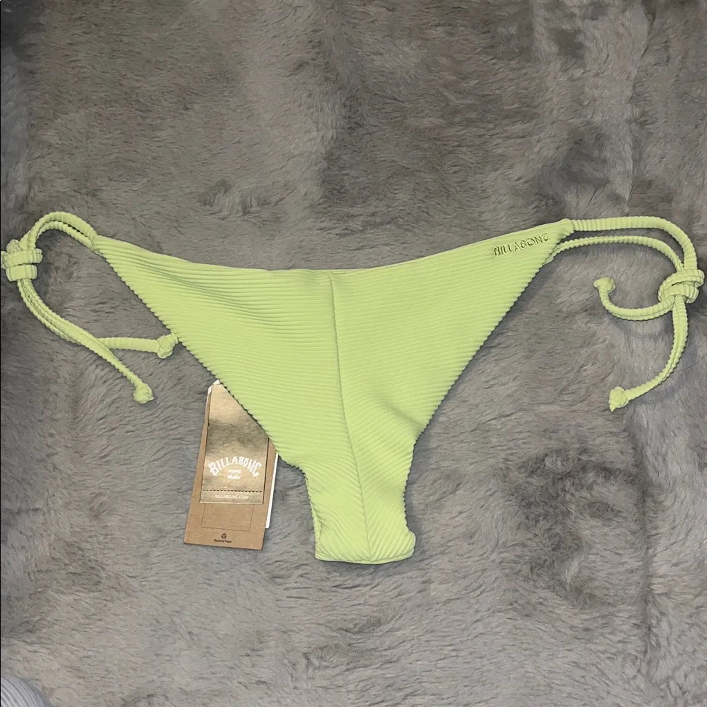 NWT Billabong Women's Tanlines Tie Side Tanga Bikini Bottom in Lime Zest Green - Image 11