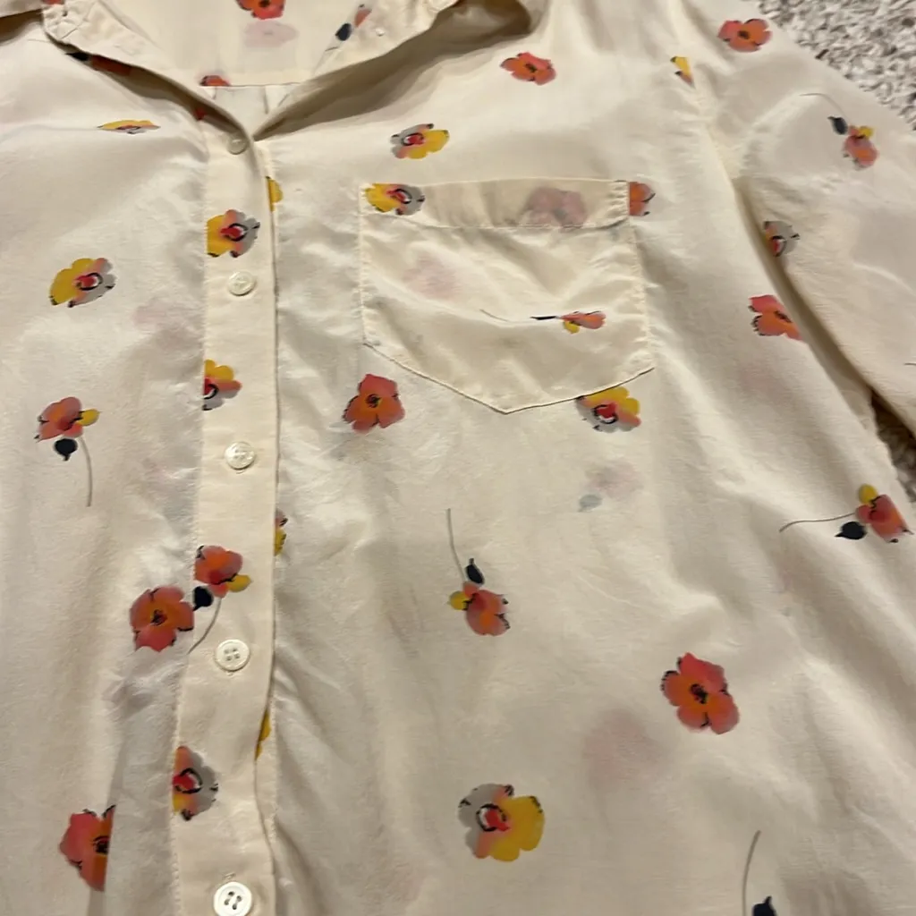 Madewell Floral Print Cream Button Up Blouse - Image 3