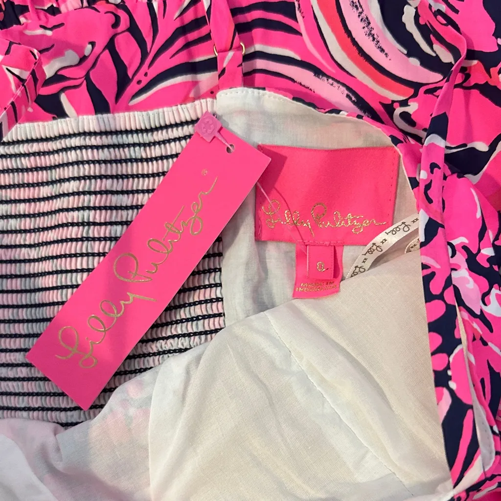 Lilly Pulitzer Sz 0 Adalia Knee Length Cot Tiered Lined Cocktail Colorful Dress - Image 7