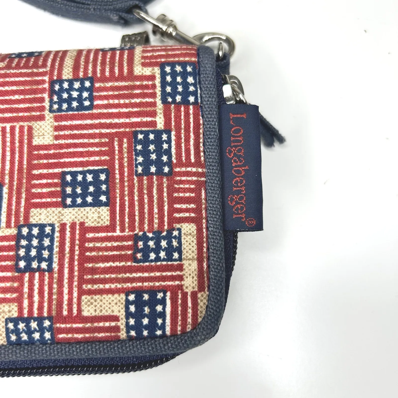 Longaberger Old Glory American Flag Zippered Wallet‎ Pouch Crossbody Bag Strap - Image 2