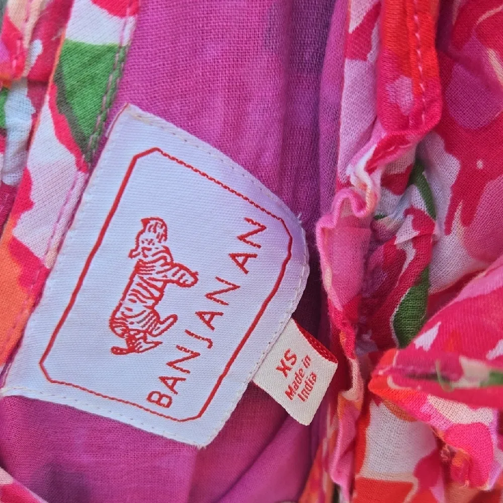 Banjanan Pink and Red Puff Sleeve Mini Dress Size XS - Image 2