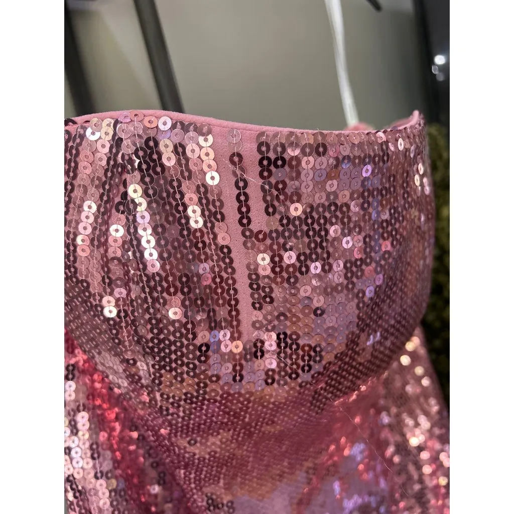retrofete Ember Sequin Strapless Maxi Dress Pink Womens Size XS - Image 7