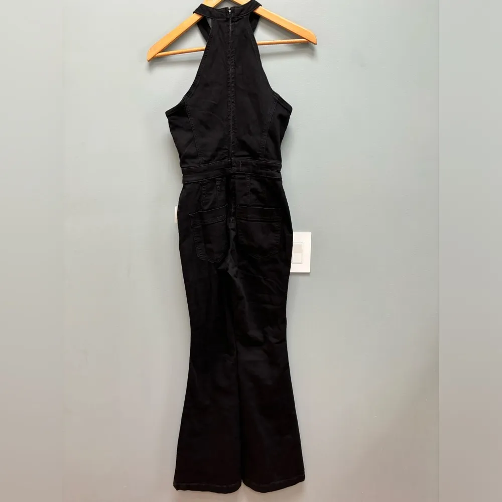 Free People WE THE FREE Crvy Sydney Jumpsuit Black Denim Flare Leg 0 - Image 6