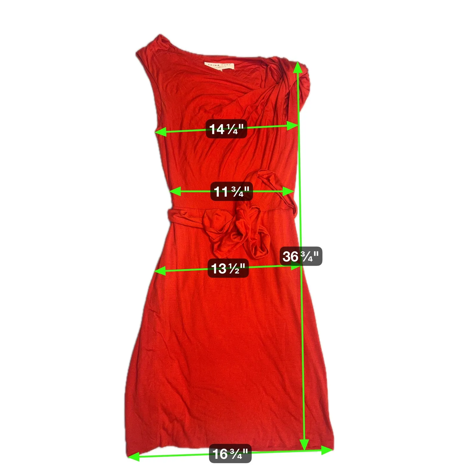 Trina Turk Dress Size 0 Red Sleeveless One Shoulder Party Cocktail Fitted - Image 2