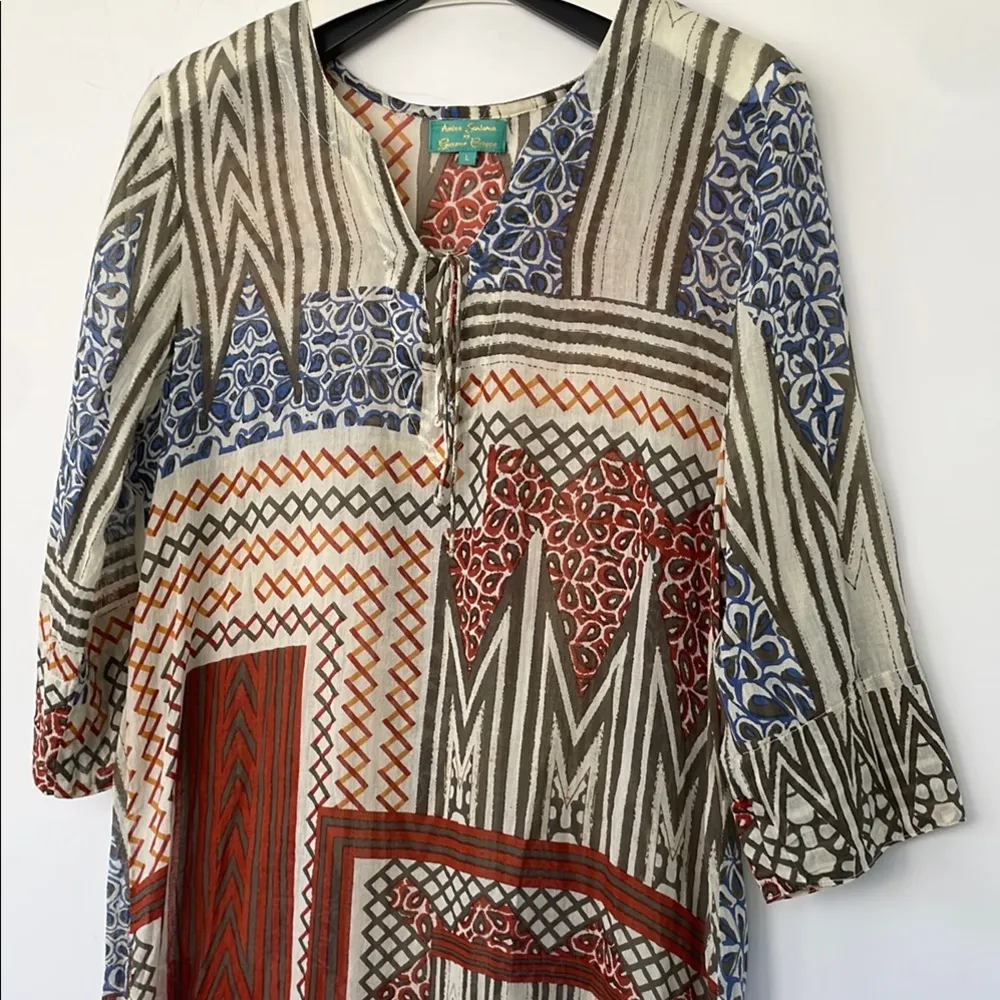 Antica Sartoria by Giacomo Cinque Swim Kaftan Dress Coverup Large Brown - Image 6