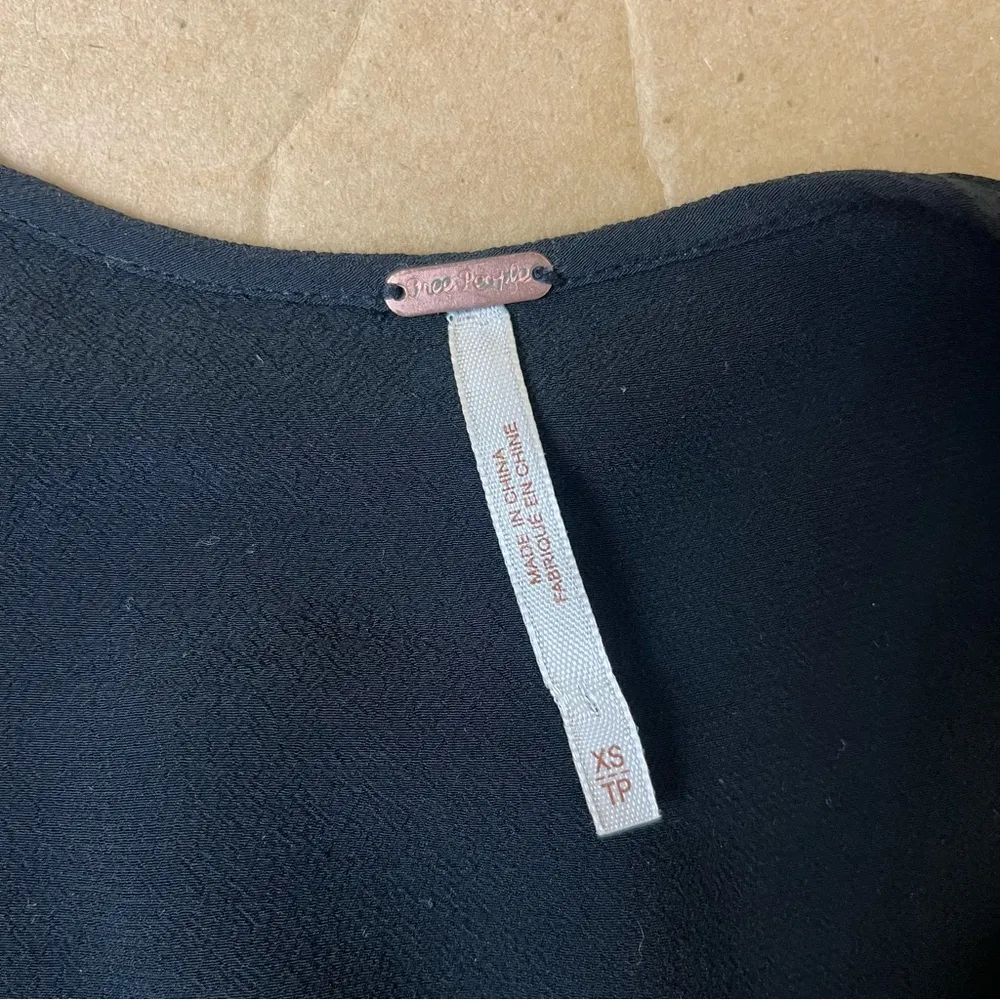 Free People Black Bell Sleeve V Neck Top - Image 6