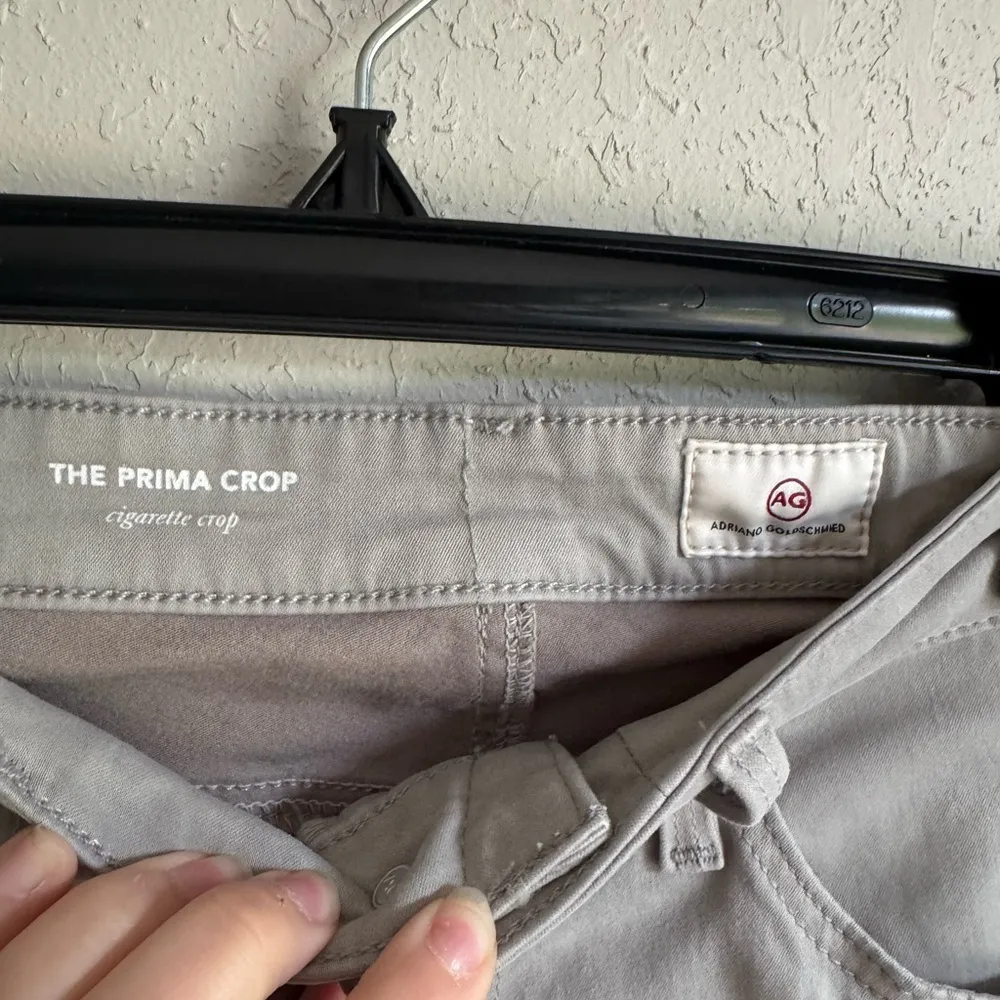 AG Adriano Goldschmied Light Gray Mid Rise The Prima Crop Jeans Women 26 Stretch - Image 3
