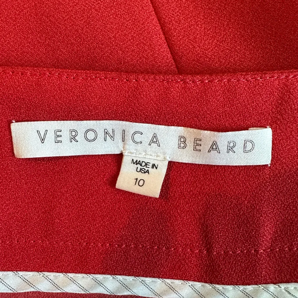 Veronica Beard Red Wide Leg Sailor Pants Sz 10 High Waist Trousers Career Button - Image 7