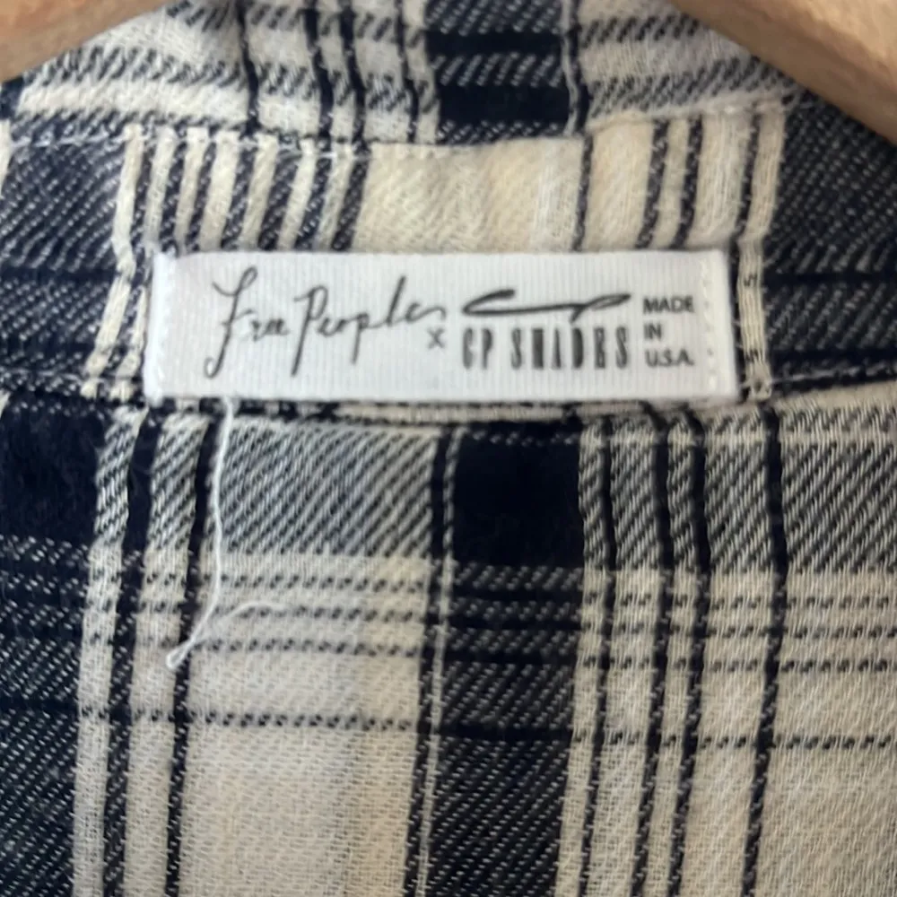 Free People X CP Shades Plaid Front Button Contrasting 100% Cotton Gauzy Top S - Image 3