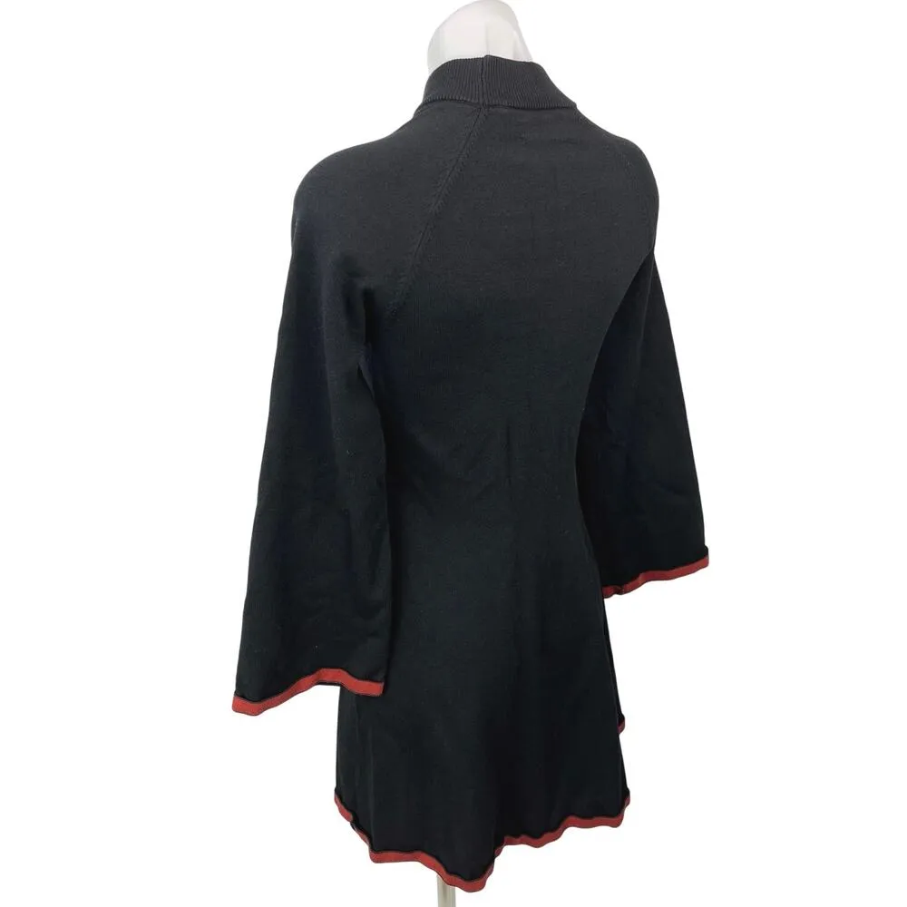 Sita Murt Black Mock Neck Long Bell Sleeve Fit & Flare A - Image 2