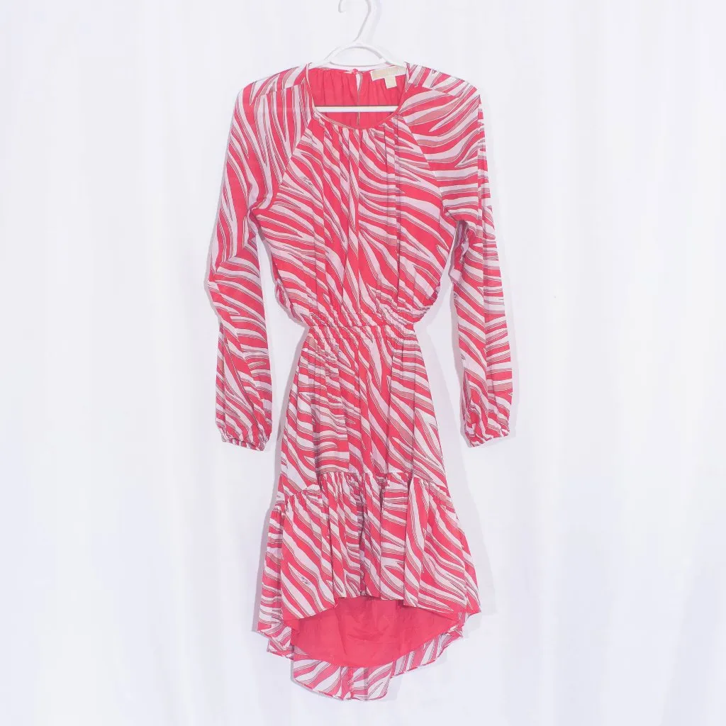 MICHAEL MICHAEL KORS Zebra Print Cotton Lawn Cutout Dress Size M Pink Size M - Image 6