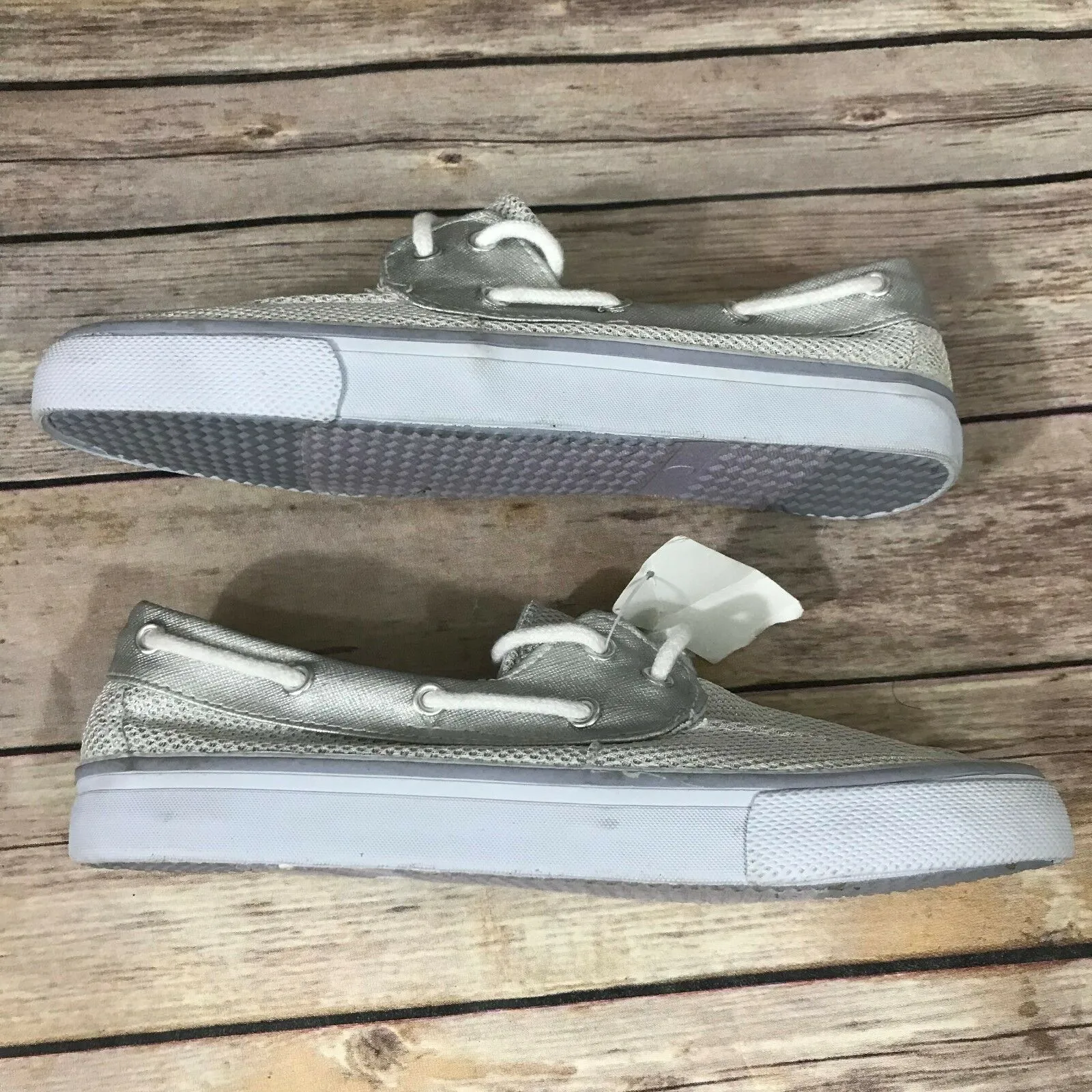 Austin Trading Co Womens Shoes Size 5 Silver Top Siders Boat‎ Sparkly NEW - Image 4